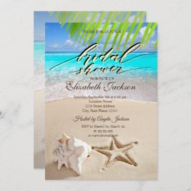 Tropical Beach,Seastar,Seashell Bridal Shower Invitations