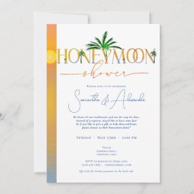 Tropical Beach Sunset Honeymoon Couples Shower Invitations