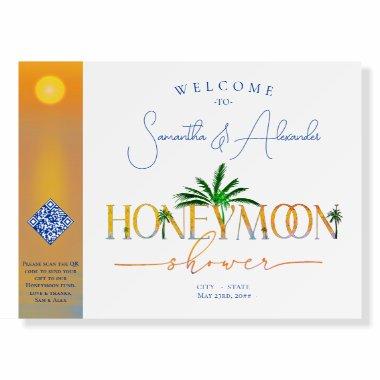 Tropical Beach Sunset Honeymoon Fund Welcome Sign