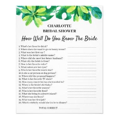 Tropical Beach Theme Bridal Shower Trivia Question Flyer