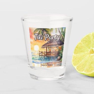 Tropical Beach Tiki Bar Wedding Shower Shot Glass