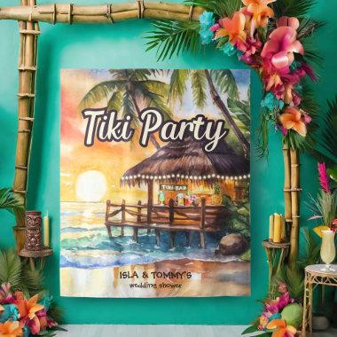 Tropical Beach Tiki Bar Wedding Shower Tapestry