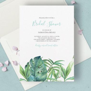 Tropical Beach Turquoise Palms Watercolor Bridal