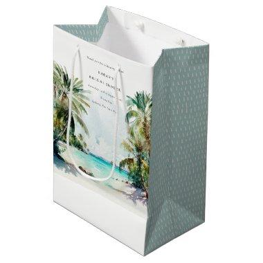 Tropical Beach Watercolor Palm Trees  Medium Gift Bag