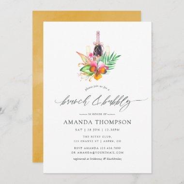 Tropical Beach Wedding Brunch and Bubbly Invitations