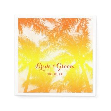 Tropical Beach Wedding Golden Palm Trees Napkins