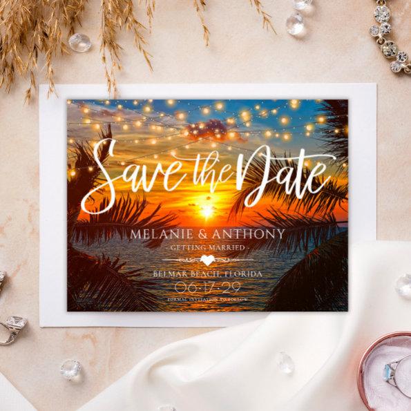 Tropical Beach Wedding Save the Date Invitations