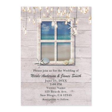 Tropical Beach Window Elegant Coastal Wedding Invitations