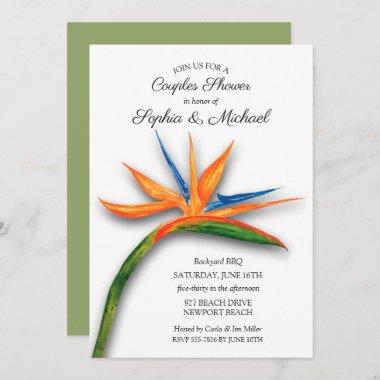 Tropical Bird of Paradise Couples Bridal Shower Invitations