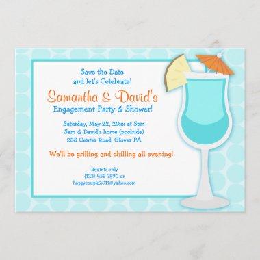 Tropical Blue Drink Bridal Shower Invite