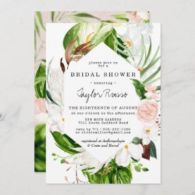 Tropical Blush Floral Bridal Shower Invitations