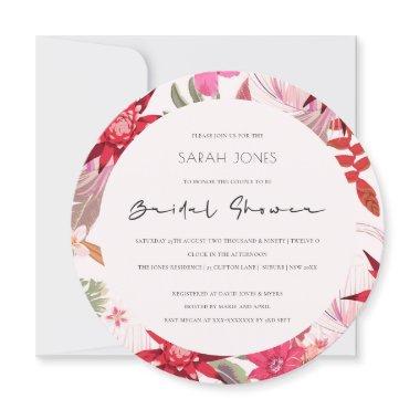 Tropical Boho Blush Floral Bridal Shower Invite