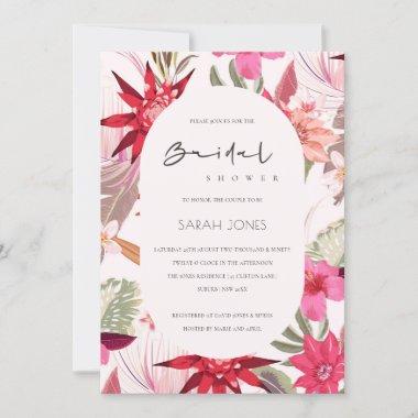 Tropical Boho Blush Floral Bridal Shower Invite