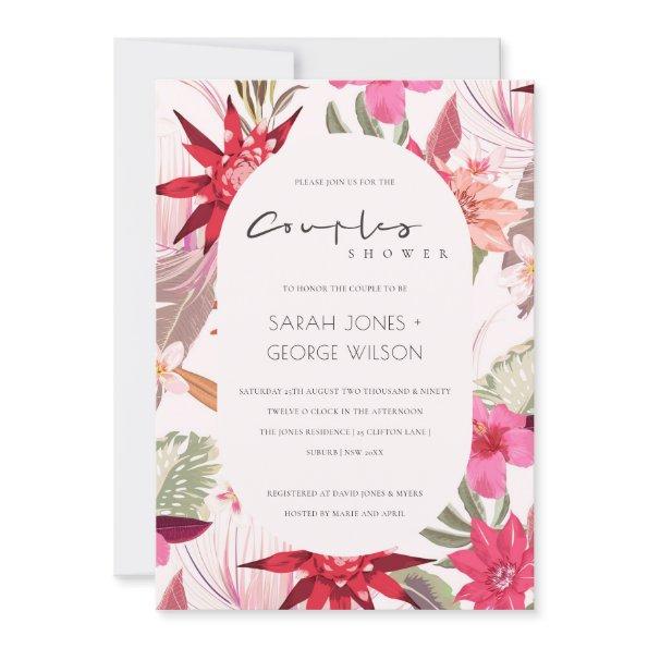 Tropical Boho Blush Floral Couples Shower Invite