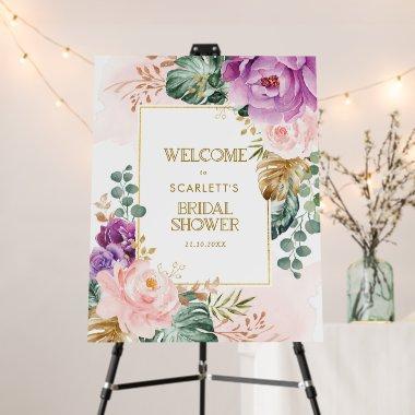 Tropical Boho Blush Purple Floral Bridal Welcome Foam Board