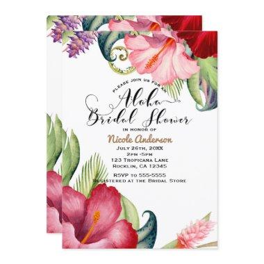 Tropical Botanical Floral Aloha Bridal Shower Invitations