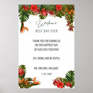 Tropical Breeze Floral Wedding NewWelcome Sign