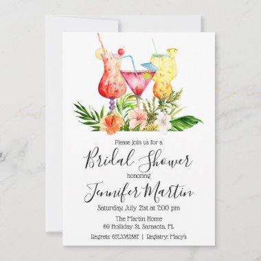 Tropical Bridal Shower Cocktail Drinks Invitations