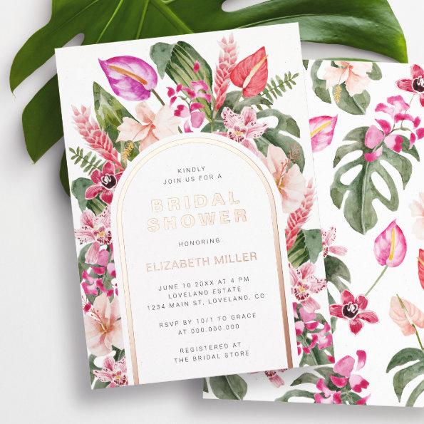 Tropical Bridal Shower Foil Invitations