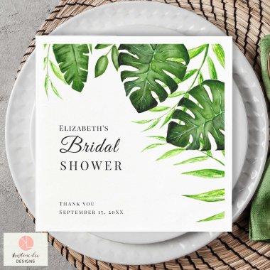 Tropical  Greenery Script Watercolor Napkins