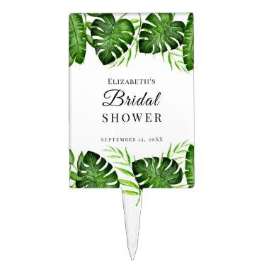 Tropical Bridal Shower Jungle Watercolor Greenery Cake Topper