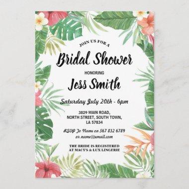 Tropical Bridal Shower Party Aloha Luau Invite
