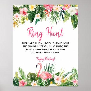 Tropical Bridal Shower Ring Hunt Game Invitations Poster