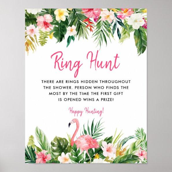 Tropical Bridal Shower Ring Hunt Game Invitations Poster