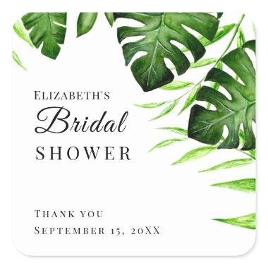 Tropical  Watercolor Script Jungle Square Sticker