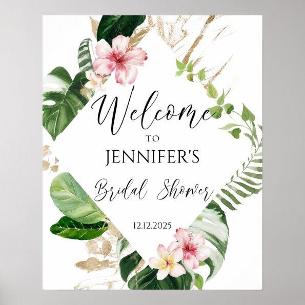 Tropical bridal shower welcome sign