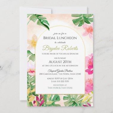 Tropical Bridal Shower with Gold Frame Arch Invitations