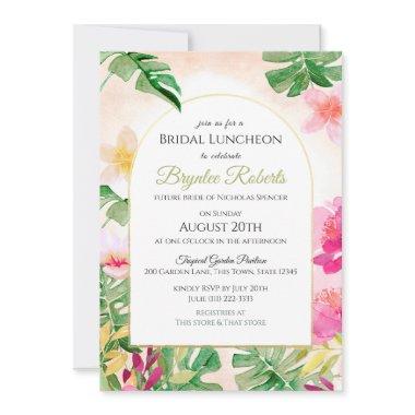 Tropical Bridal Shower with Gold Frame Arch Invitations