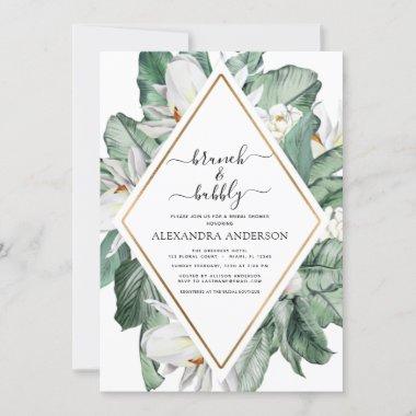 Tropical Brunch & Bubbly Bridal Shower Floral Invitations