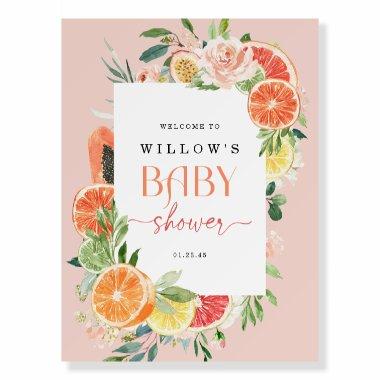 Tropical Citrus Baby Shower Welcome Sign Lemon