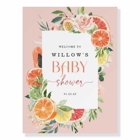 Tropical Citrus Baby Shower Welcome Sign Lemon