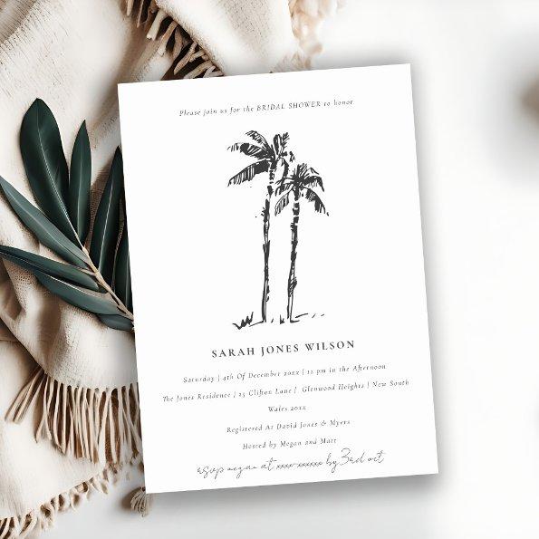 Tropical Coastal Palm Tree Sketch Couples Shower