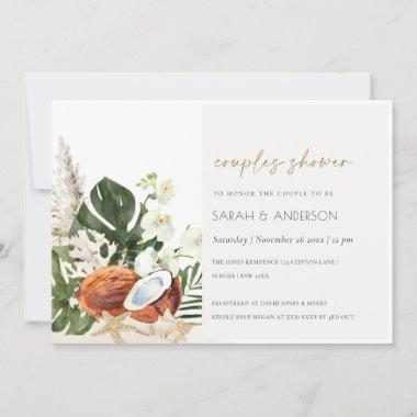 Tropical Coconut Orchid Palm Couples Shower Invite