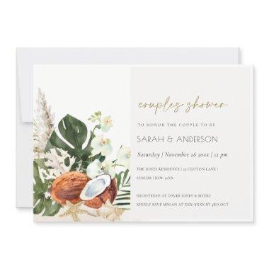 Tropical Coconut Orchid Palm Couples Shower Invite