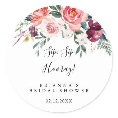 Tropical Colorful Sip Sip Hooray Bridal Shower Classic Round Sticker