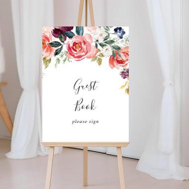 Tropical Colorful Summer Floral Guest Book Sign