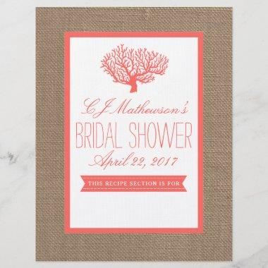 Tropical Coral Beach Bridal Shower Recipe Divider
