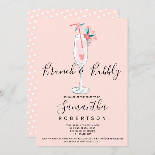 Tropical coral girly bubbly bridal shower Invitations