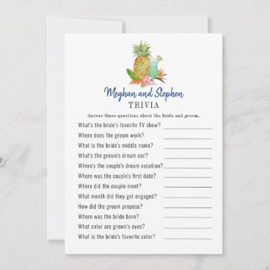 Tropical drinks Couple's Shower Trivia games Invitations