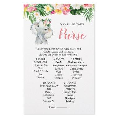Tropical Elephant Girl Baby Shower Purse Game