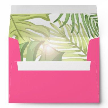 Tropical Envelope Hawaii Palm leaves Tropical Pink