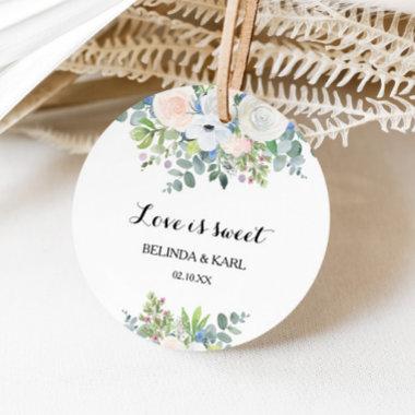 Tropical Eucalyptus Greenery Love is Sweet Wedding Classic Round Sticker
