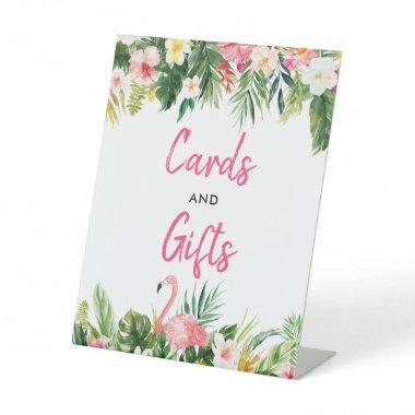 Tropical Flamingo Bridal Shower Invitations and Gifts Pedestal Sign