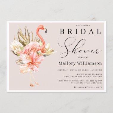 Tropical Flamingo Bridal Shower Invitations