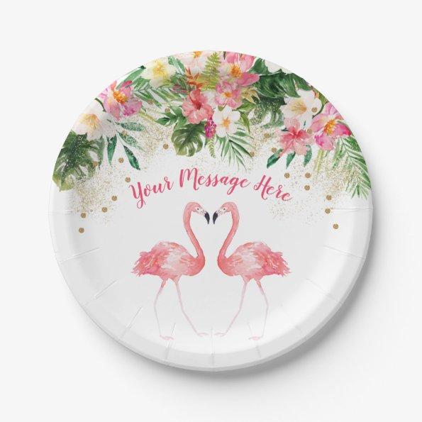 Tropical Flamingo Bridal Shower Paper Plates