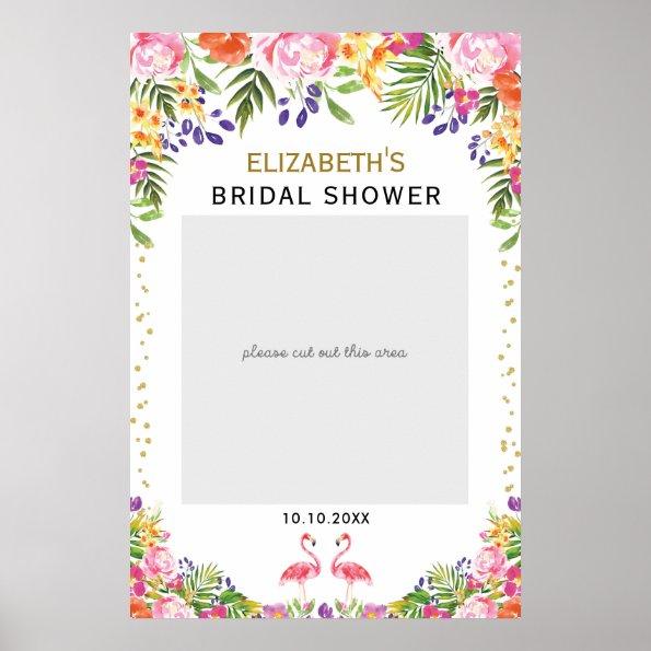 Tropical Flamingo Bridal Shower Photo Booth Prop Poster